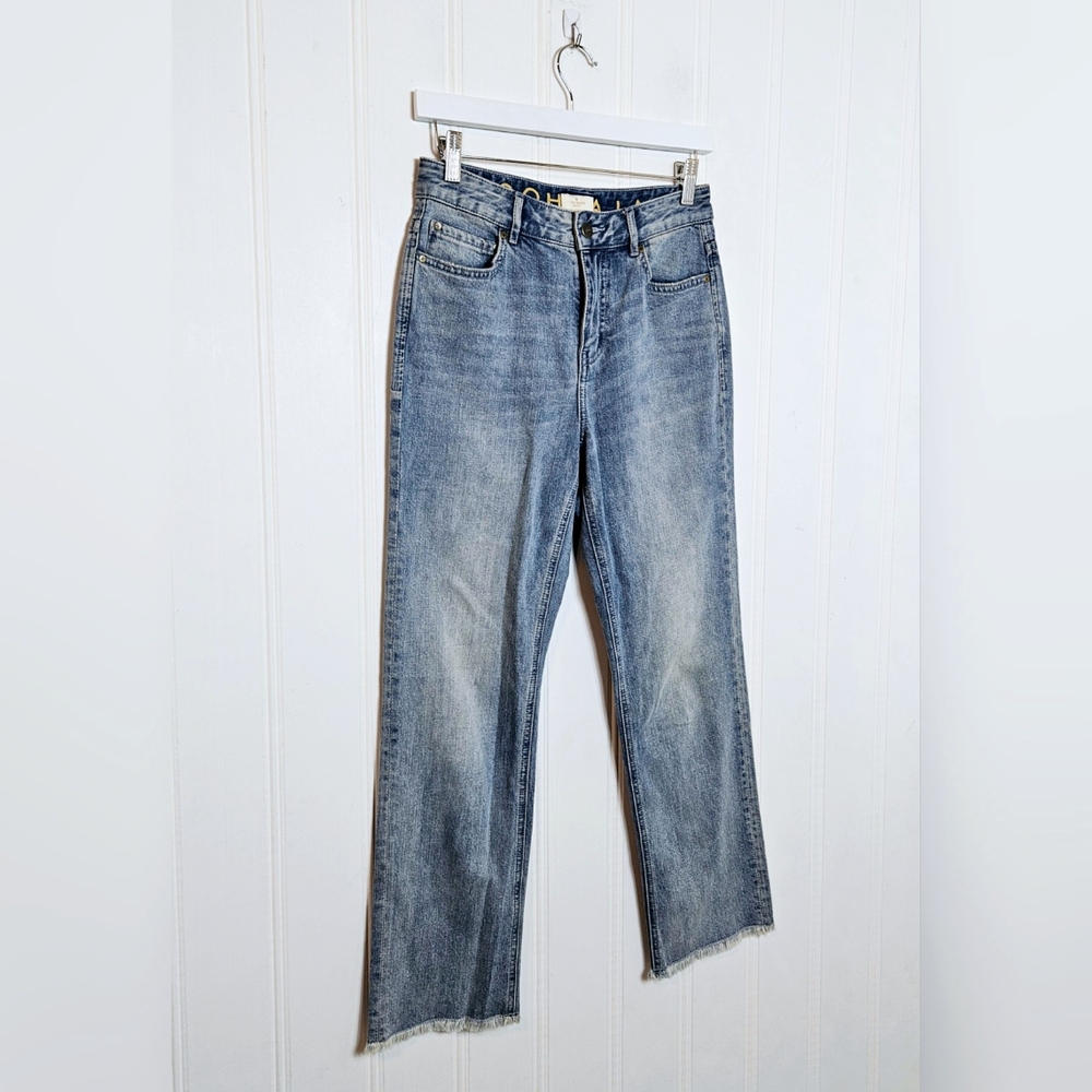 Kate Spade Broome St High Rise Straight Raw Hem Jeans Y2K Boho Light Wash 26
